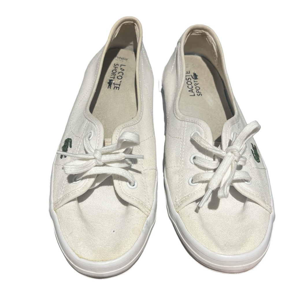 ORIGINAL Lacoste ZIANE CHUNKY white canvas sneakers  Size 8 US